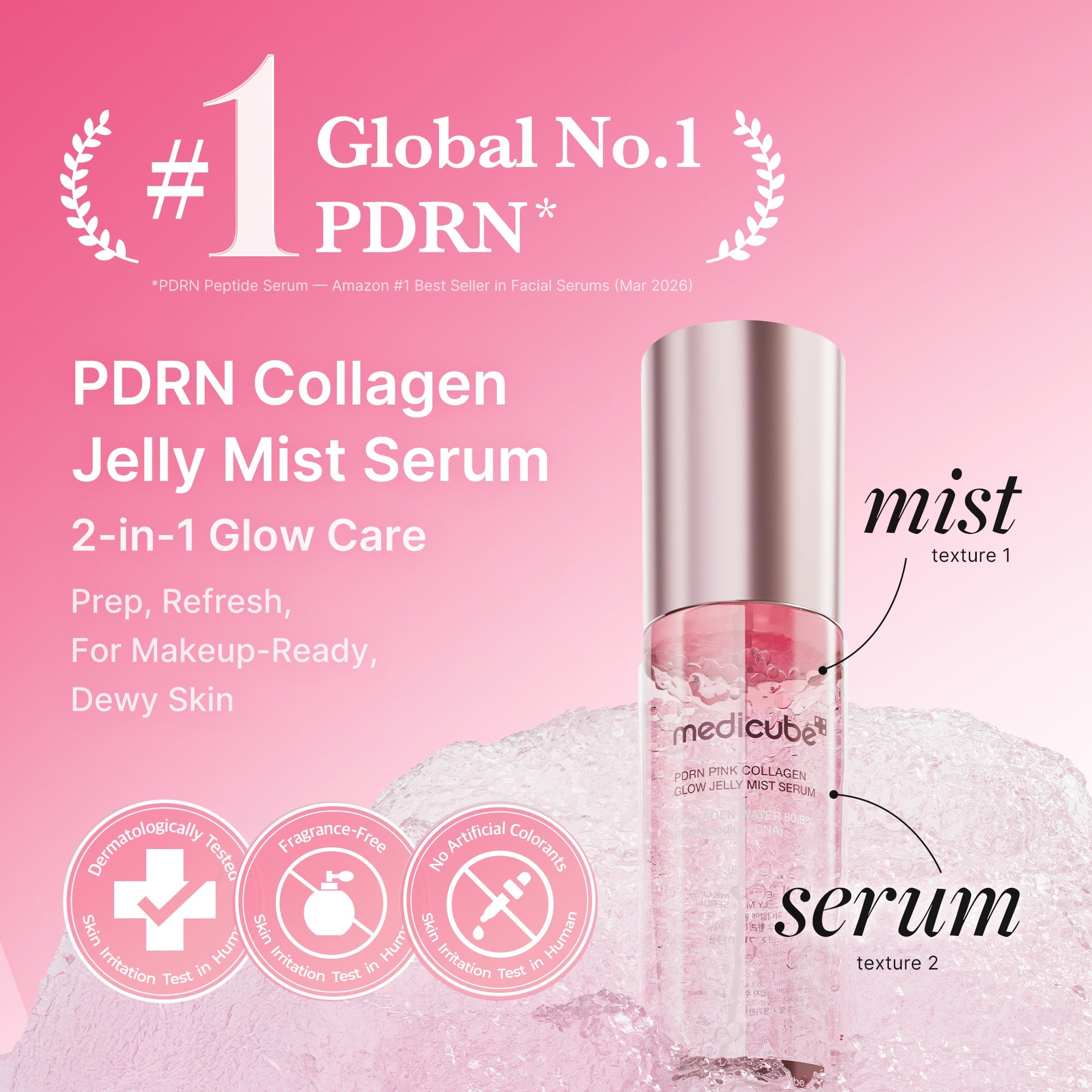 PDRN Pink Collagen Glow Jelly Mist Serum - Fresh Moisture Cream