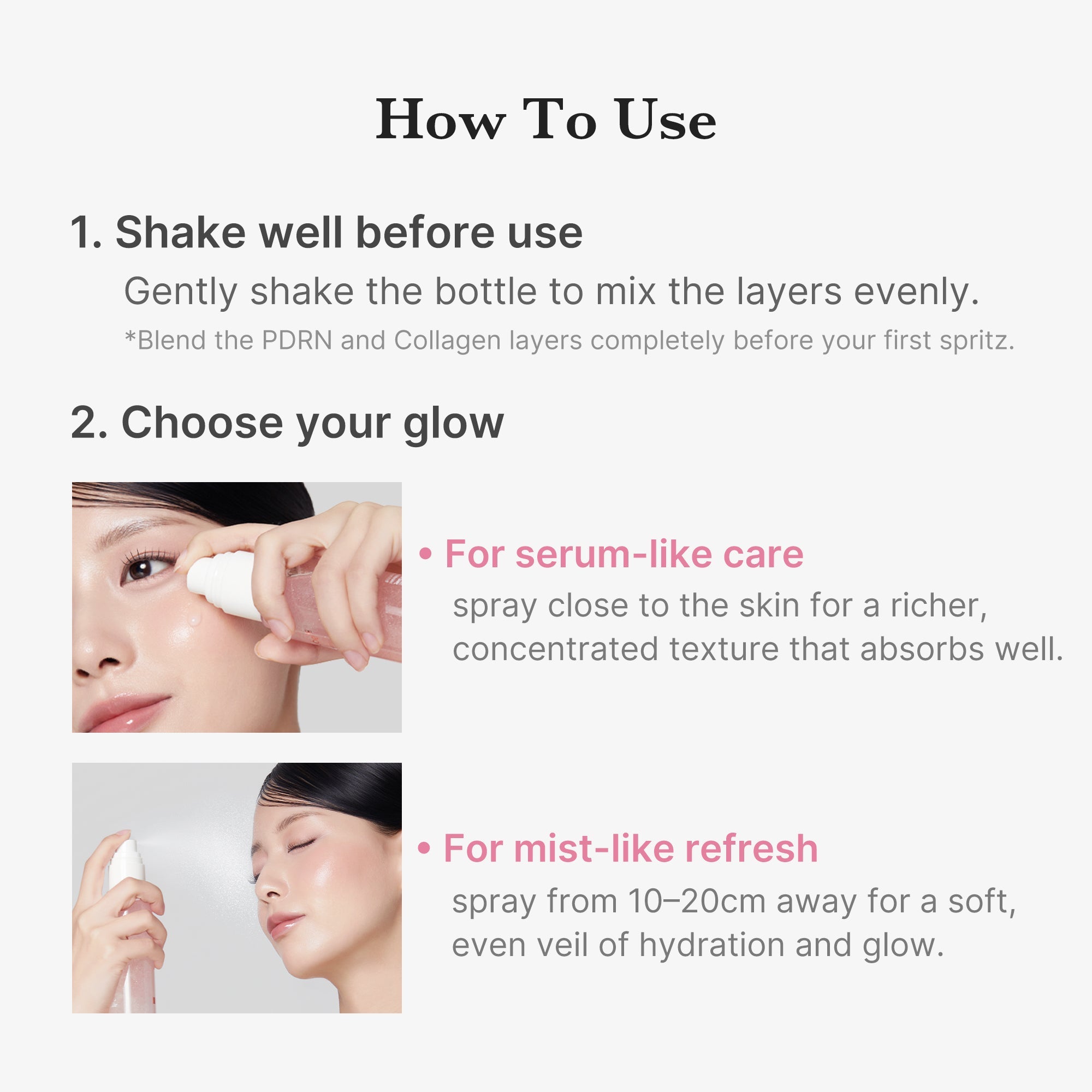 PDRN Pink Collagen Glow Jelly Mist Serum - Fresh Moisture Cream